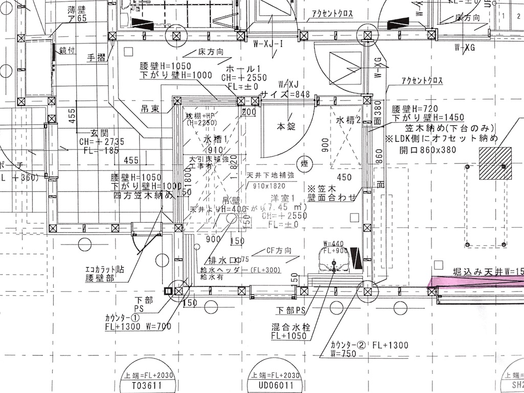 壁くり抜き水槽の寸法図面
